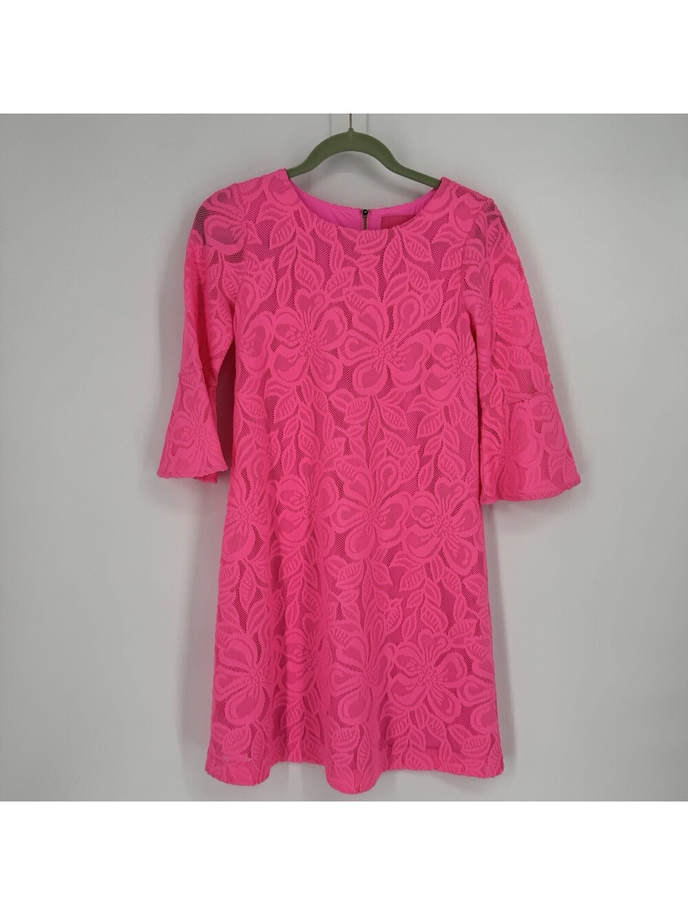 lilly pulitzer dress xs hot pink allyson floral shift bell sleeve preppy resort